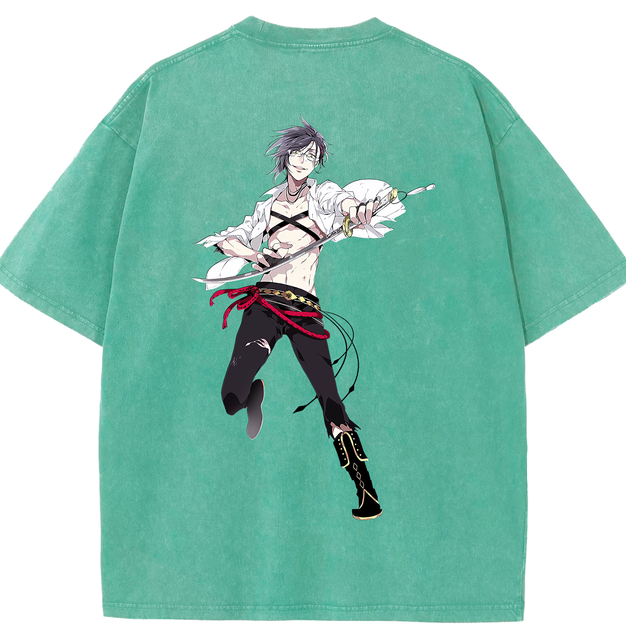 （画像用） 刀剣乱舞 Touken Ranbu 綿100% ヴィンテージ風 半袖Tシャツ（背面プリント）